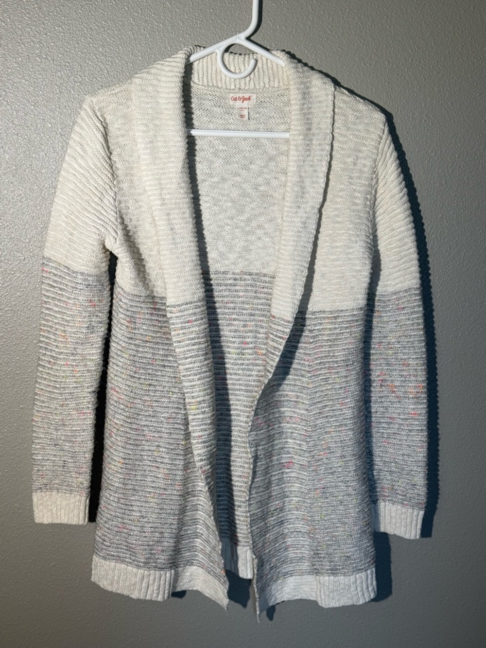 Cat & Jack Two-Tone Open-Front Cardigan Sweater - Cream/Gray